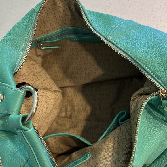 Isaac Mizrahi Leather Turquoise Hobo Shoulder Bag - Picture 12 of 15